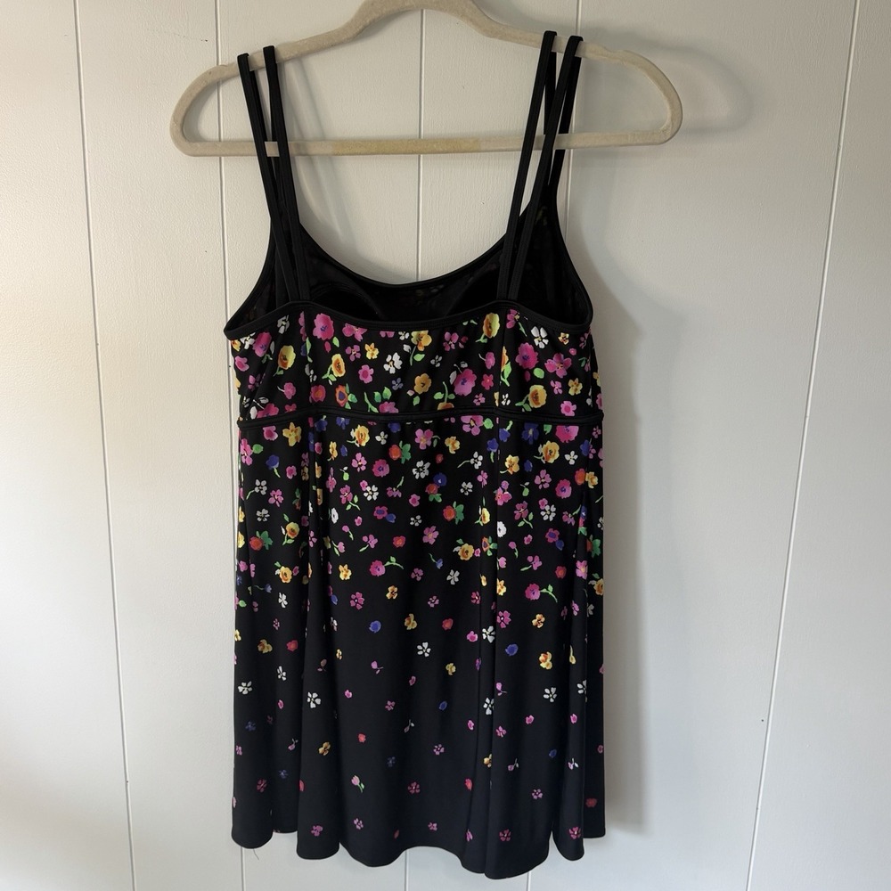 St. John's Bay Women's Size 12 Black Floral Swim Dress One Piece Swimsuit - Picture 6 of 9